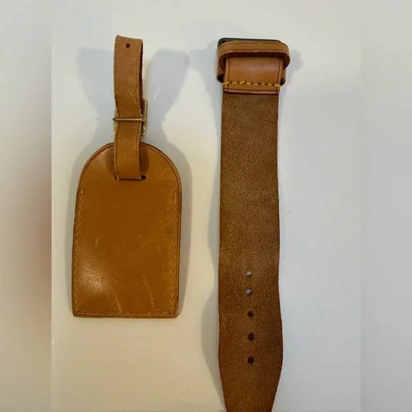 LV Authentic Leather Luggage Tag and Poignet Strap Set EUC - Picture 2 of 10